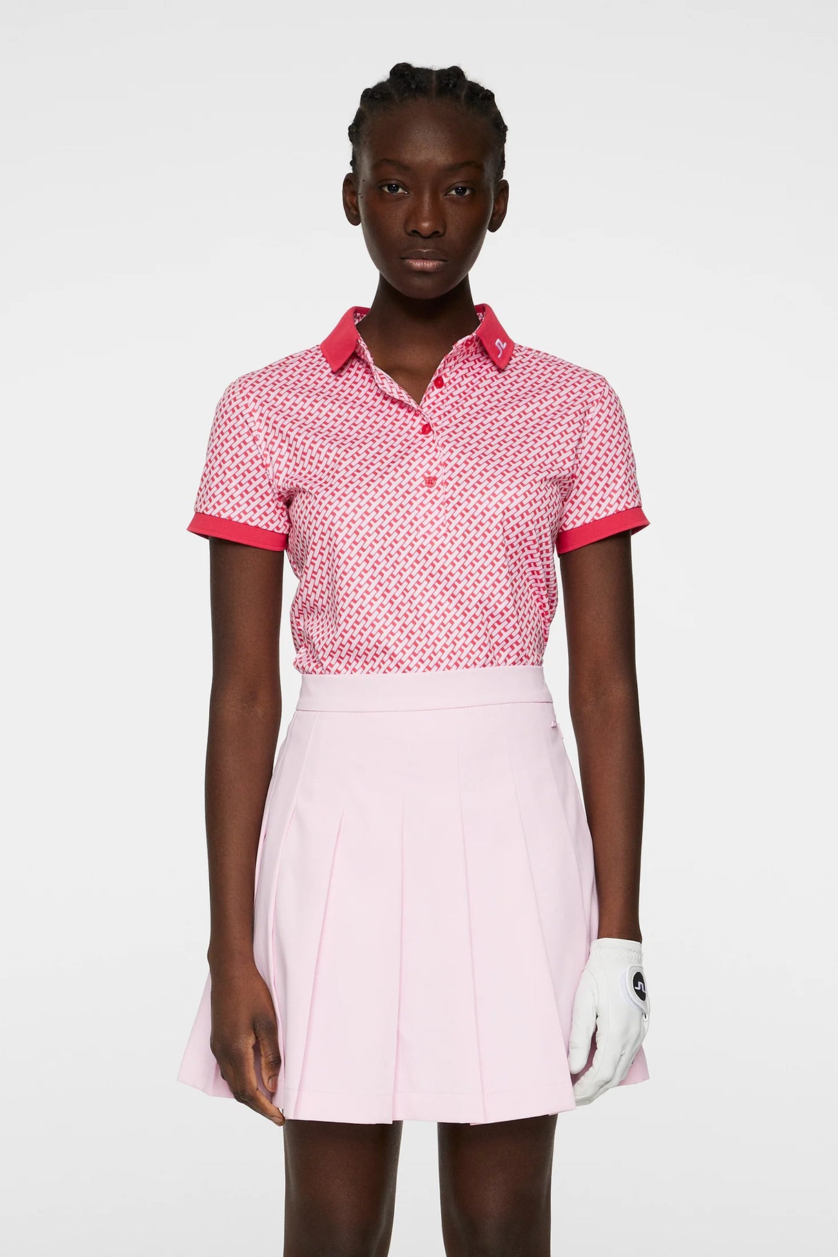 Polo Dame J.Lindeberg Tour Tech Print Tour Geo Pink