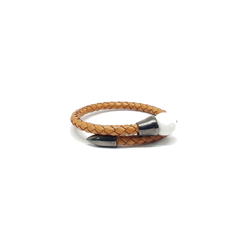 Bijoux - Bracelet PR3 Brown leather / blacked silver - Agathe Blanche