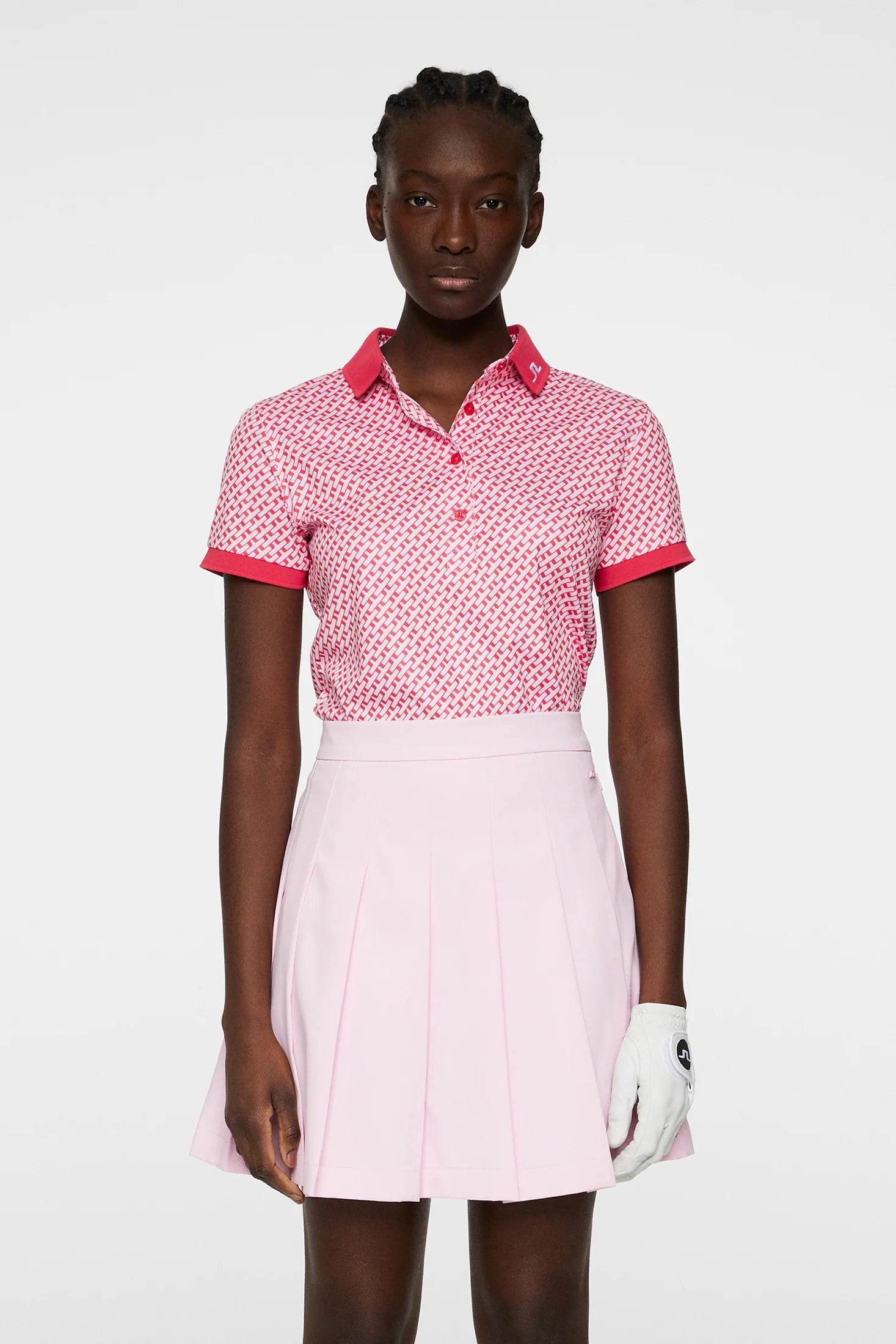 Polo Dame J.Lindeberg Tour Tech Print Tour Geo Pink