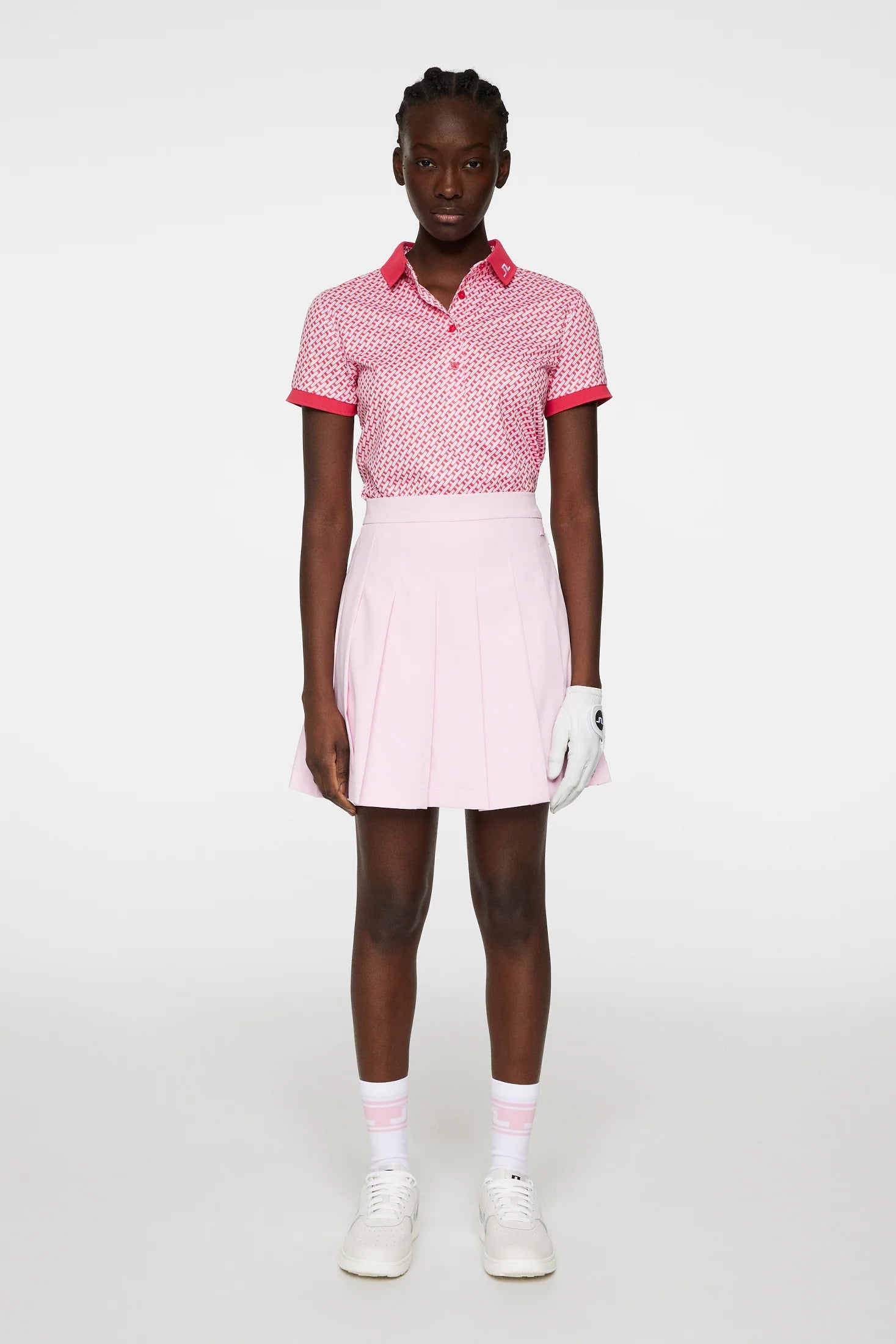 Polo Dame J.Lindeberg Tour Tech Print Tour Geo Pink