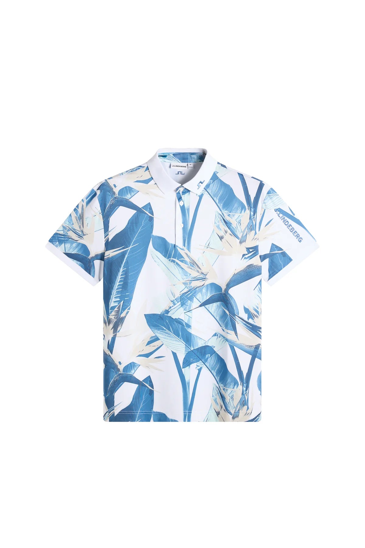 J.Lindeberg Tour Tech Print Polo Paradise Skylight